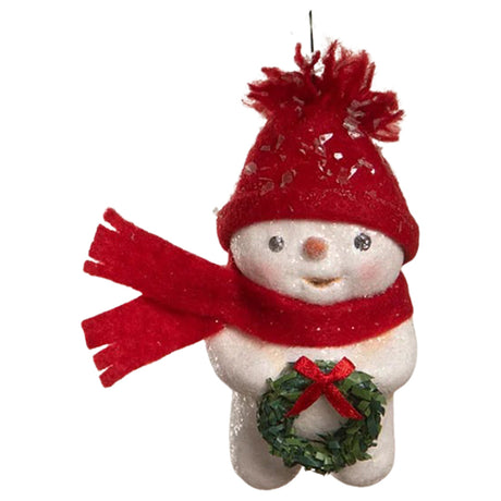 Snowman with Wreath Ornament by Michelle Allen front