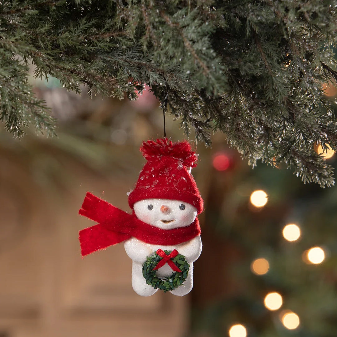 Snowman with Wreath Ornament by Michelle Allen front