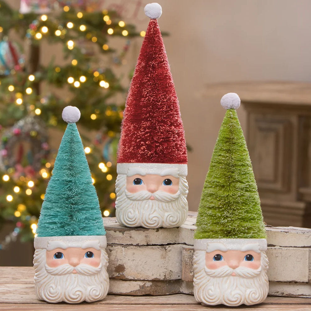 Bottle Brush Santa Green by Bethany Lowe  set