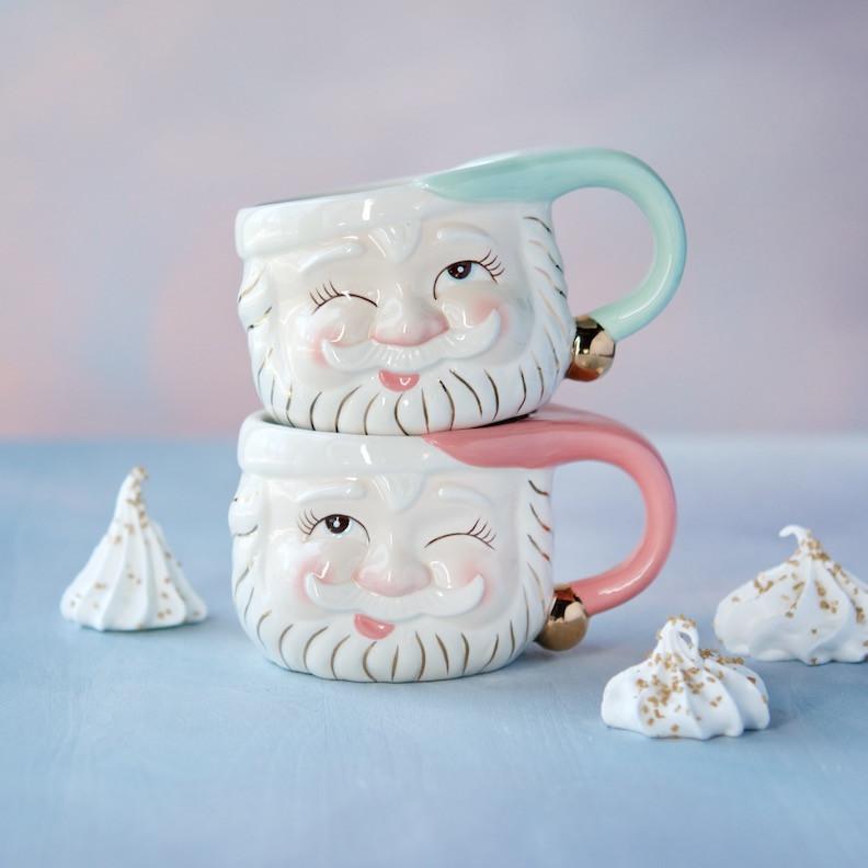 Pastel Ceramic Santa Mug- 2 options Pink