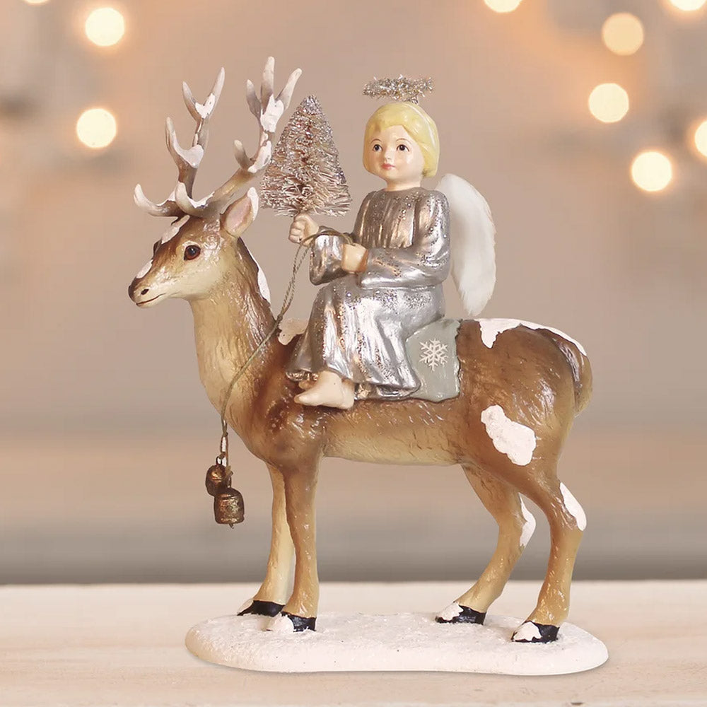 Josette Angel on Deer Christmas Figurine by Bethany Lowe front style