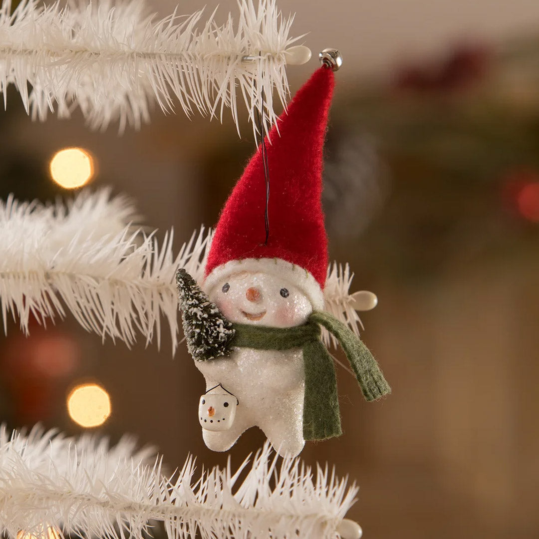 Stocking Red Cap Snowman Ornament