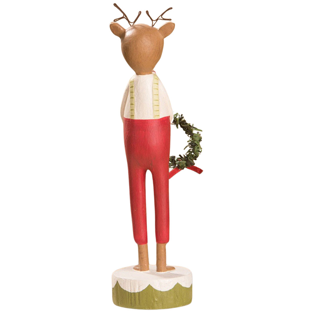 Reindeer Boy with Wreath Christmas Figurine