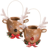 Reindeer Bucket Mini Christmas Decor set of 2