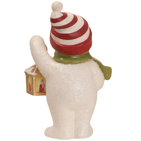 Lighting the Way Snowman 5.5" back white