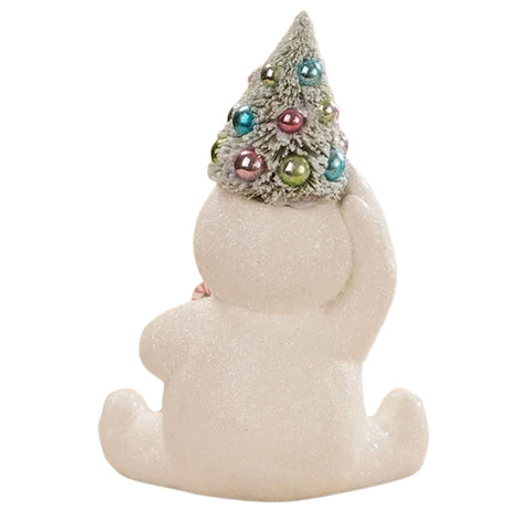 Pastel Candy Cane Snowman With Tree Christmas Figurine Bethany Lowe back