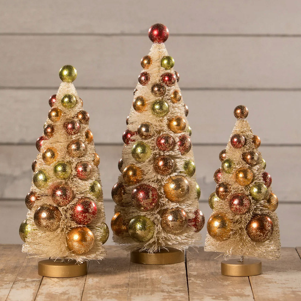 Fall Polka Dot Bottle Brush Trees by Bethany Lowe - Set of 3 style