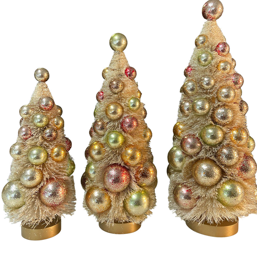 Fall Polka Dot Bottle Brush Trees by Bethany Lowe - Set of 3