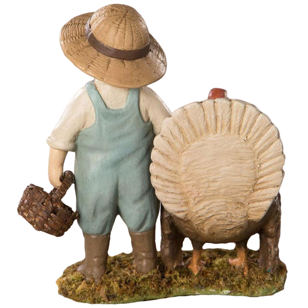 Timmy Turkey Feeder Fall Figurine by Bethany Lowe back