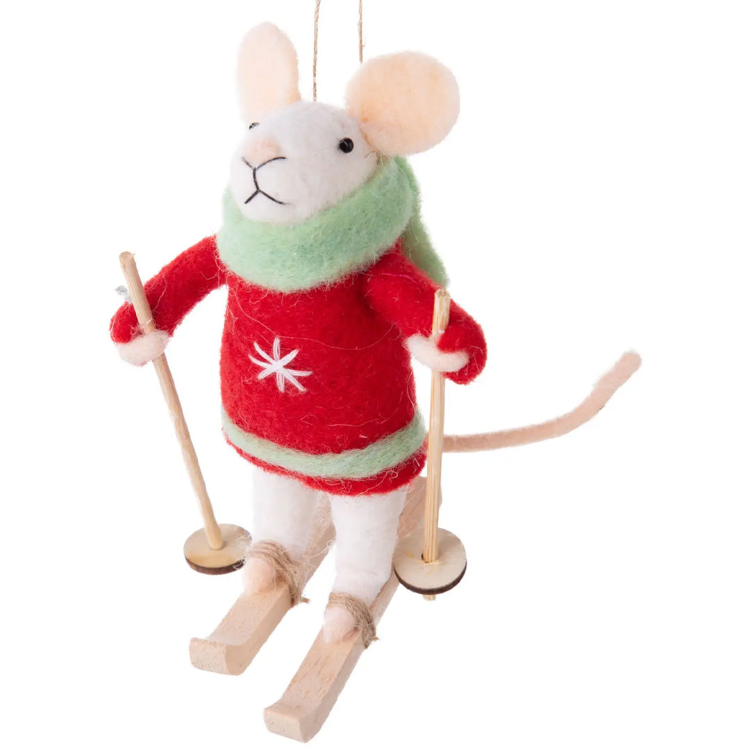 Silver Tree Home and Holiday Mouse Skier with Red Sweater