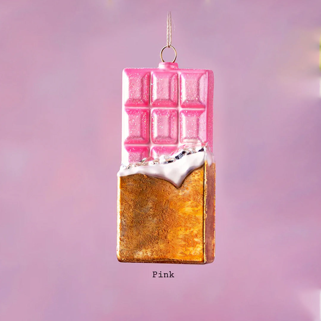 Glitterville Chocolate Bar Ornament Hot Pink