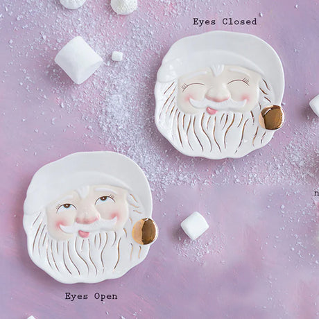 Cream Papa Noel Plate by Glitterville Eyes Open