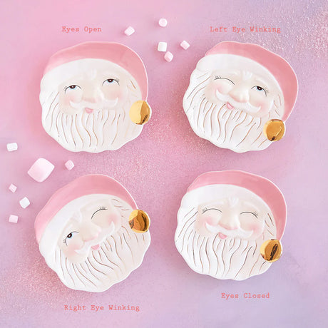 Papa Noel Pink Cookie Plate by Glitterville Eyes Open