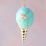 Glitterville Cotton Candy Ornament Teal