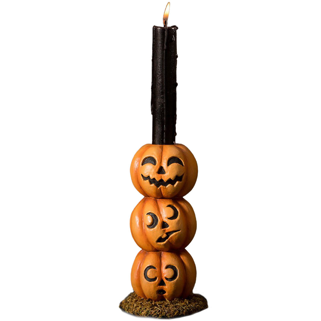 Bethany Lowe Pumpkin Stack Candlestick front