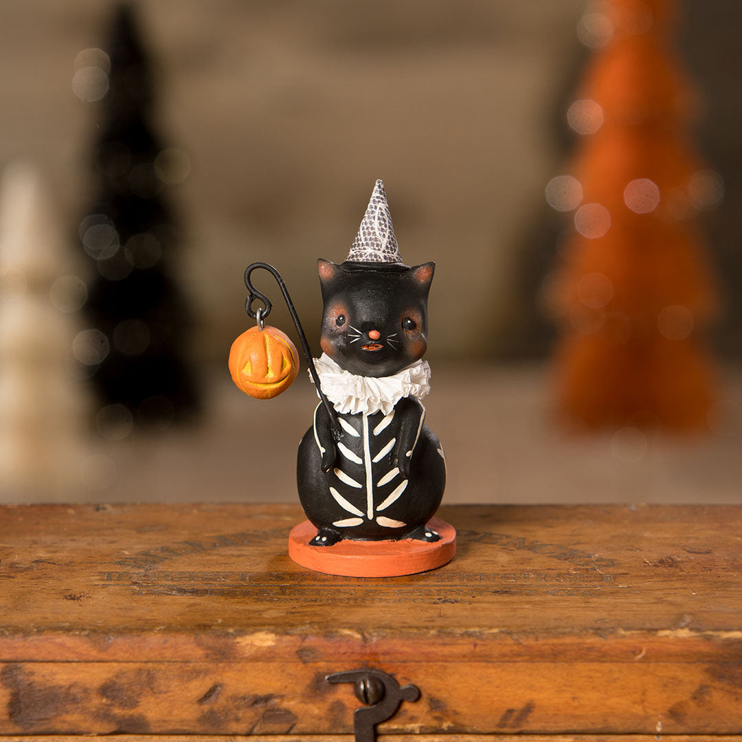 Michelle Lauritsen Skeleton Cat with Lantern front life style