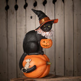 Bethany Lowe Black Cat Witch On Pumpkin front lifestyle