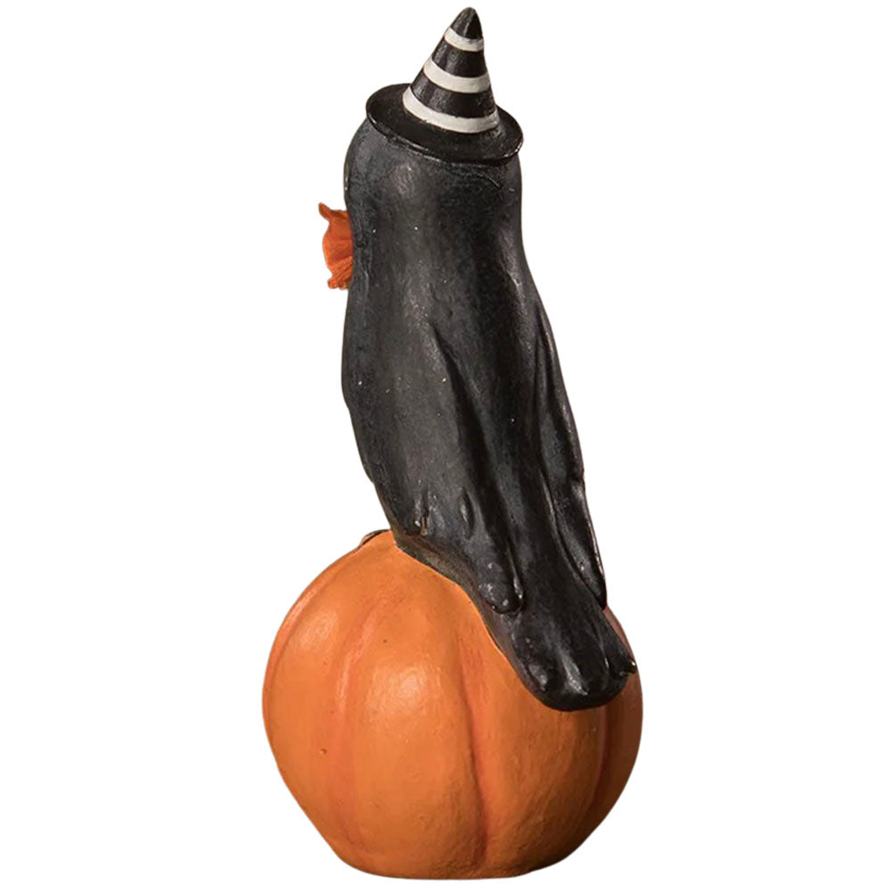 Crow On Jack O'Lantern Folk Art Figurine by Michelle Lauritsen back