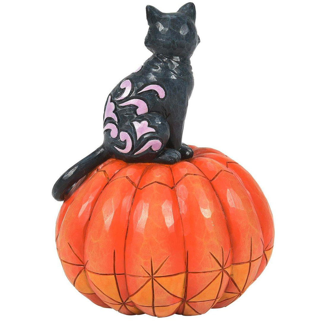 Jim Shore Black Cat on Pumpkin LED Figure back