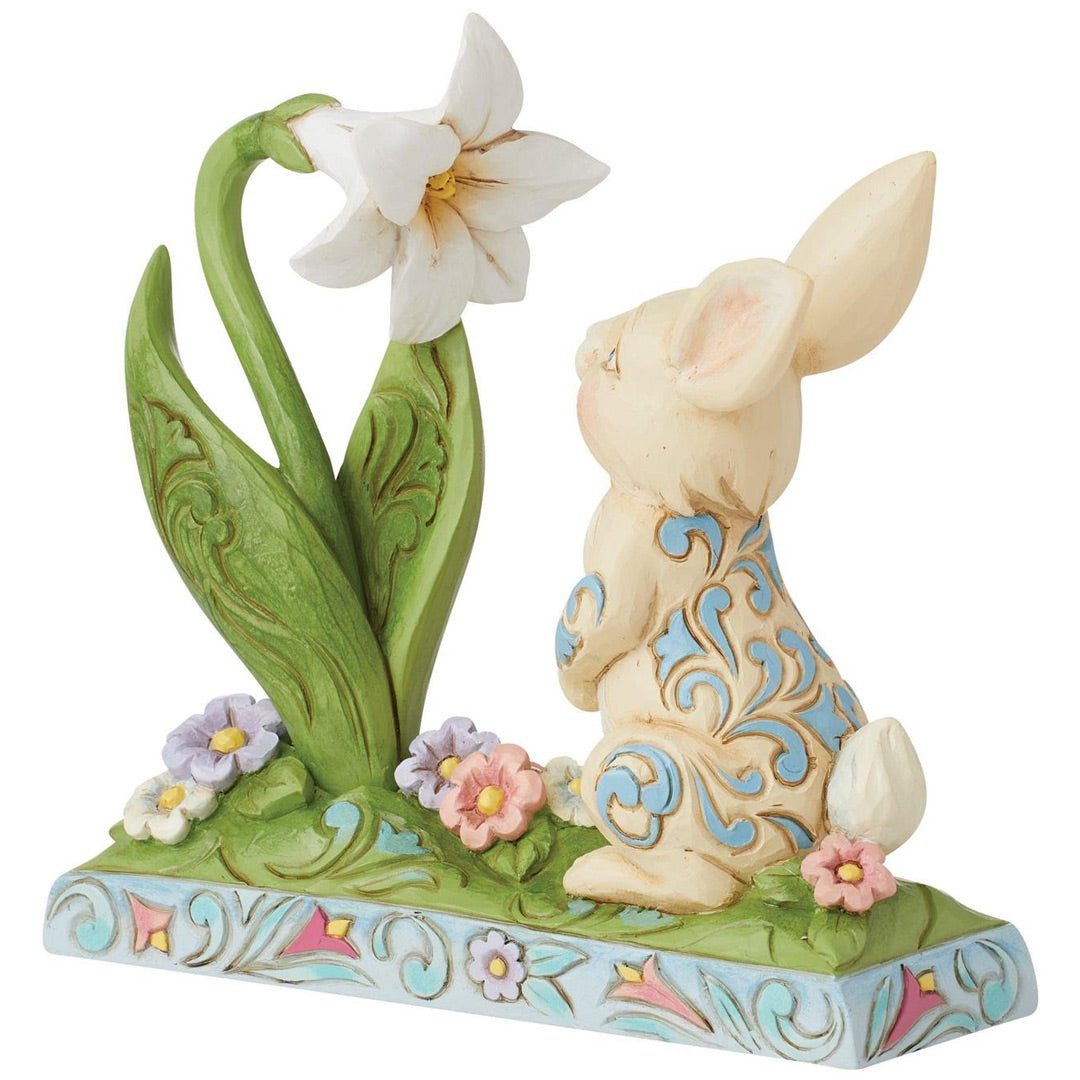 Jim Shore Bunny and Easter Lily Figurine side