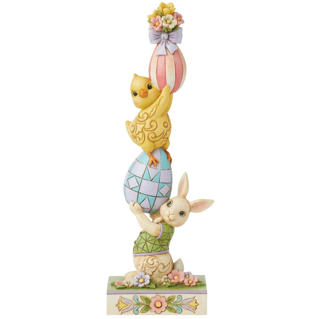 Jim Shore Bunny and Eggs Stacked Figurine front