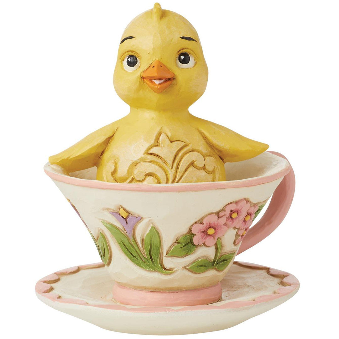 Jim Shore Chick in Teacup Mini Figurine front