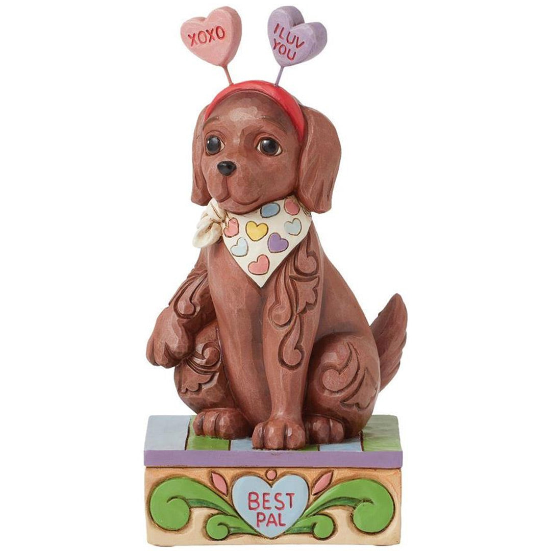 Jim Shore Cute Dog with Message Hearts Figurine front