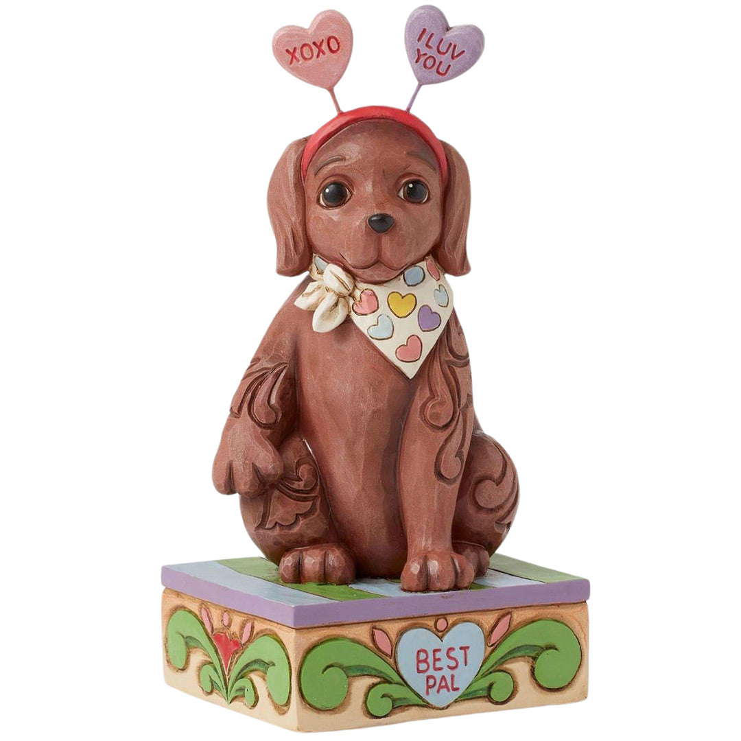 Jim Shore Cute Dog with Message Hearts Figurine side