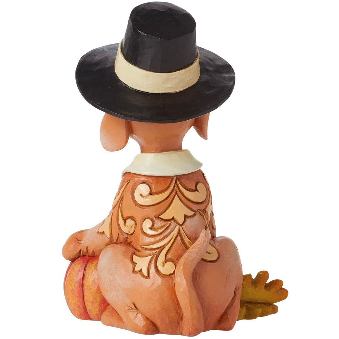 Jim Shore Dog with Pilgrim Hat Figurine back