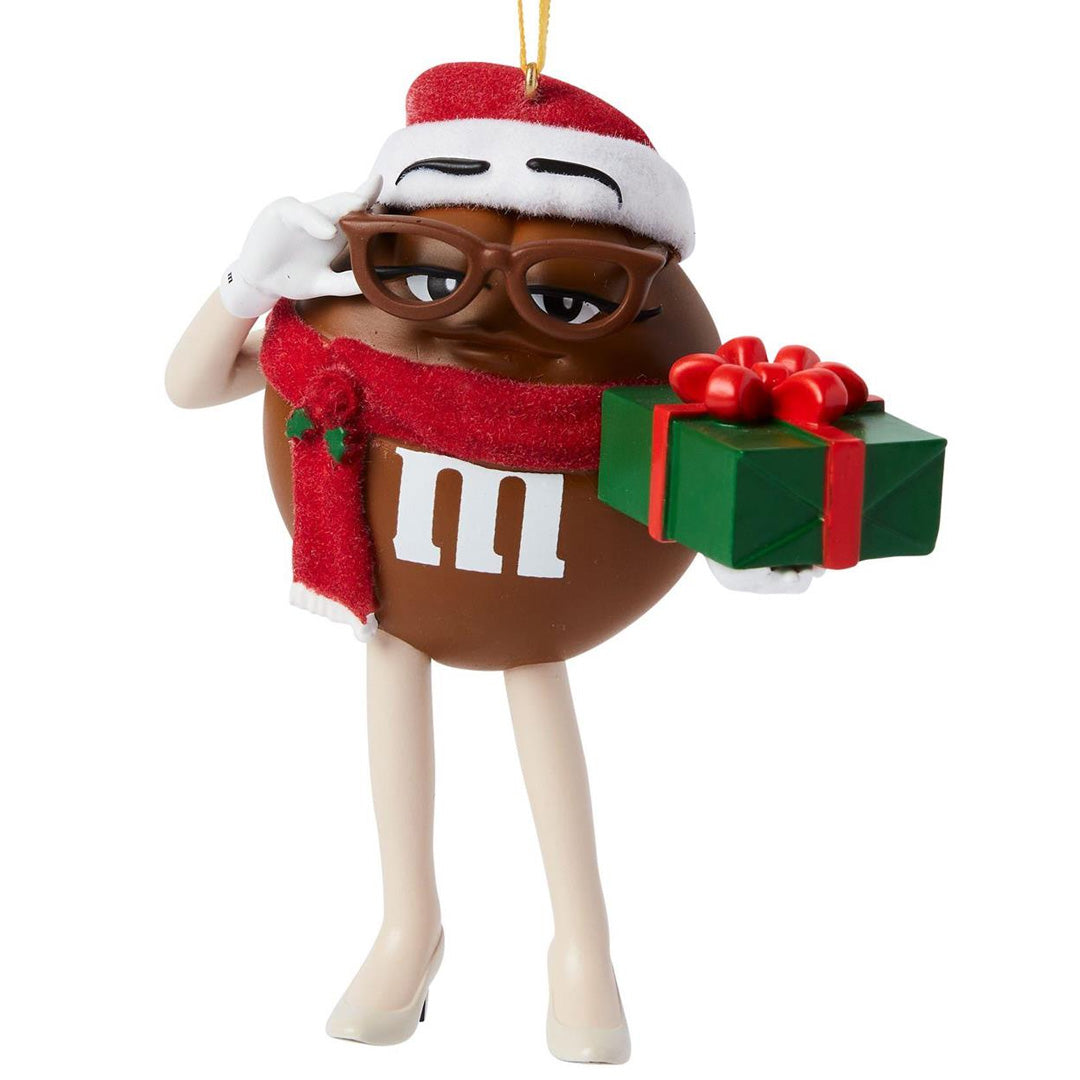 Studio Brands MMs Brown Character with Present Hanging Ornament front
