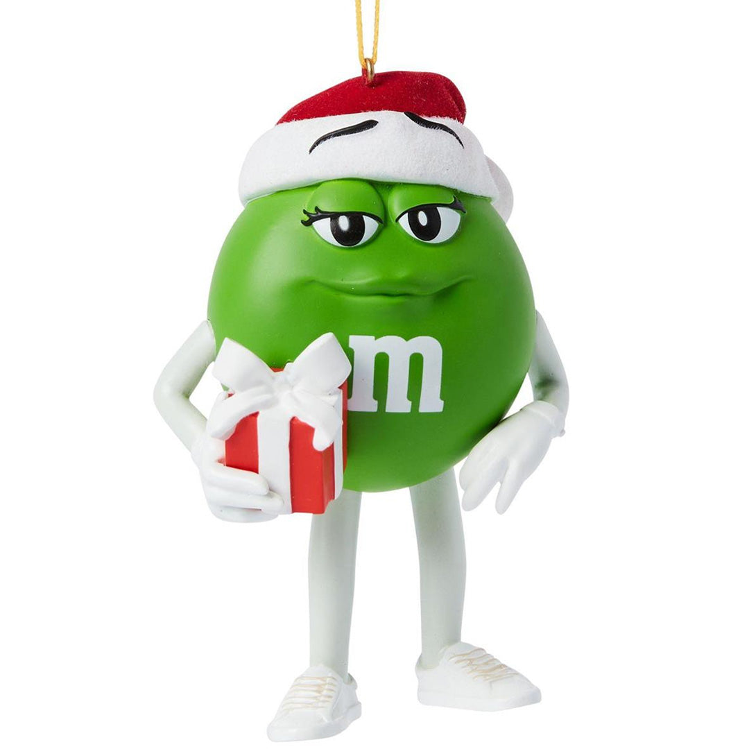 Studio Brands MMS Green Character with Present Hanging Ornament front