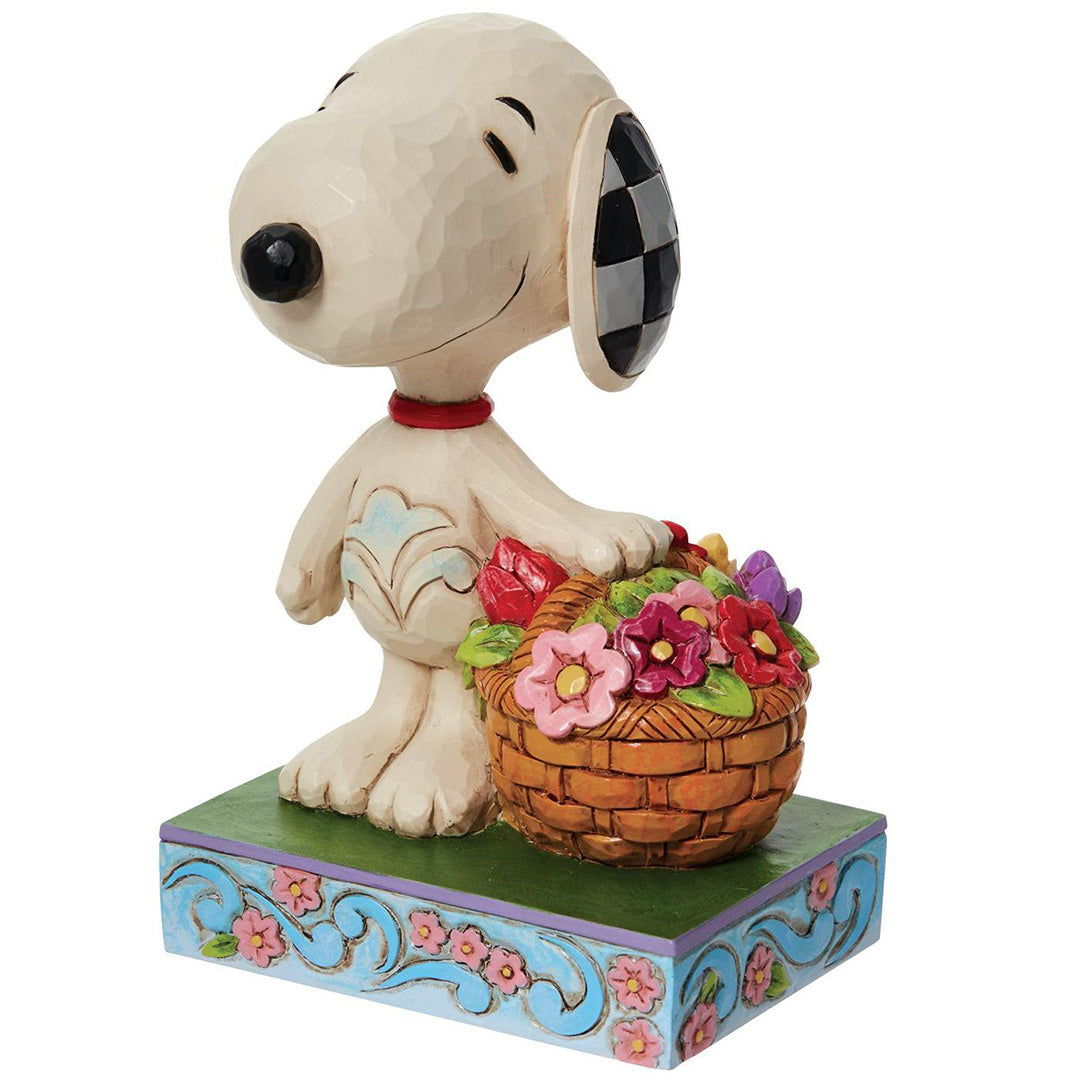 Jim Shore Snoopy Basket of Tulips side