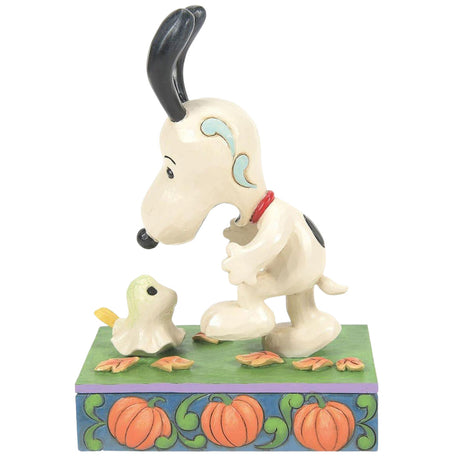 Jim Shore Snoopy Scared by Woodstock Ghost front