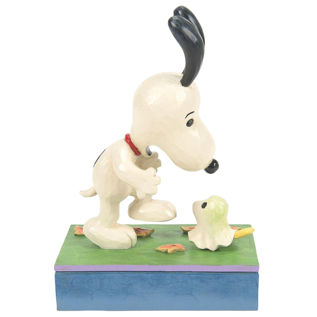 Jim Shore Snoopy Scared by Woodstock Ghost right side