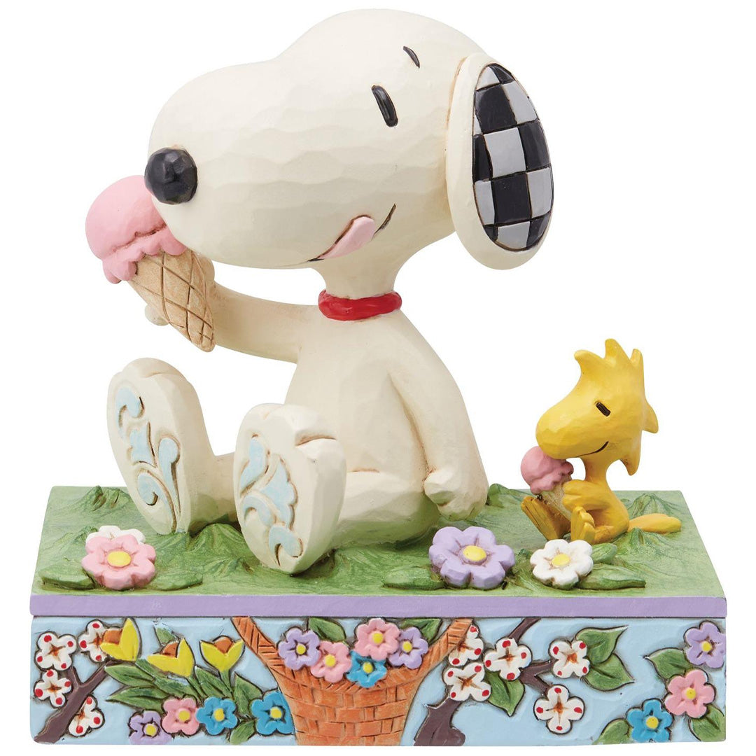 Jim Shore Snoopy and Woodstock Eating Ice Cream front