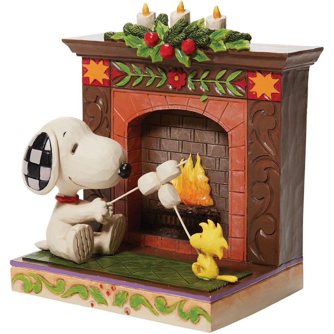 Jim Shore Snoopy and Woodstock Fireplace side