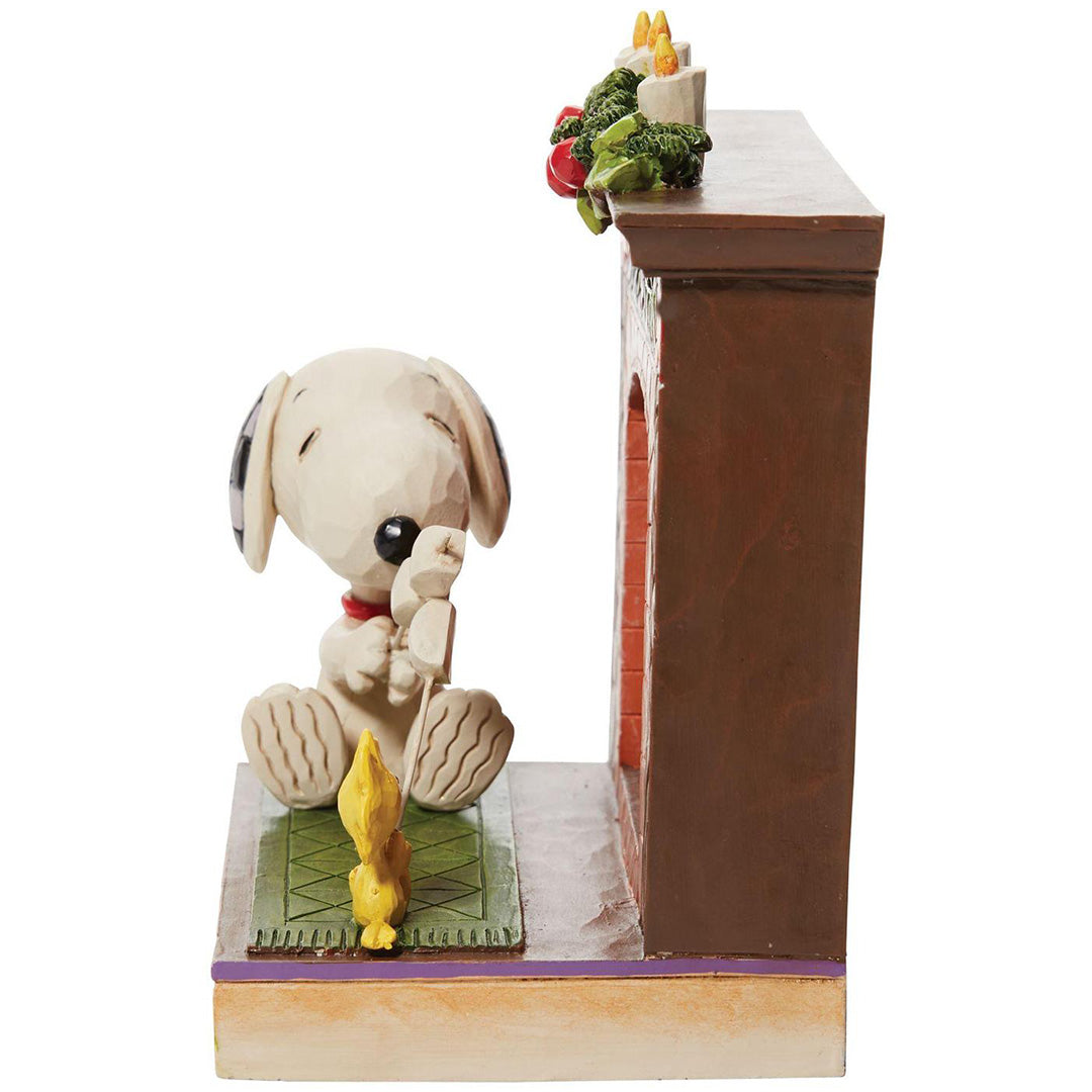 Jim Shore Snoopy and Woodstock Fireplace side