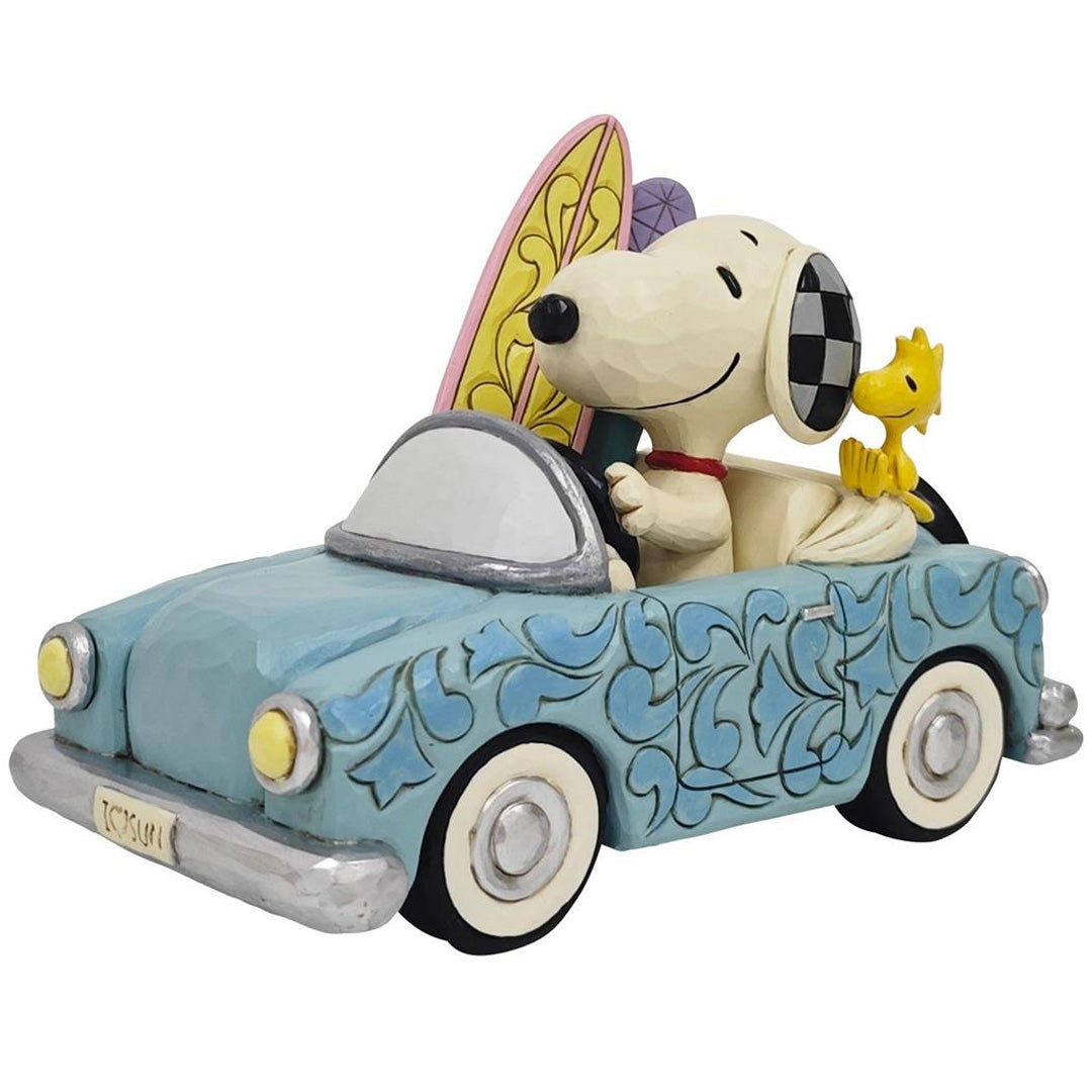 Jim Shore Snoopy and Woodstock in Car Surfboard front