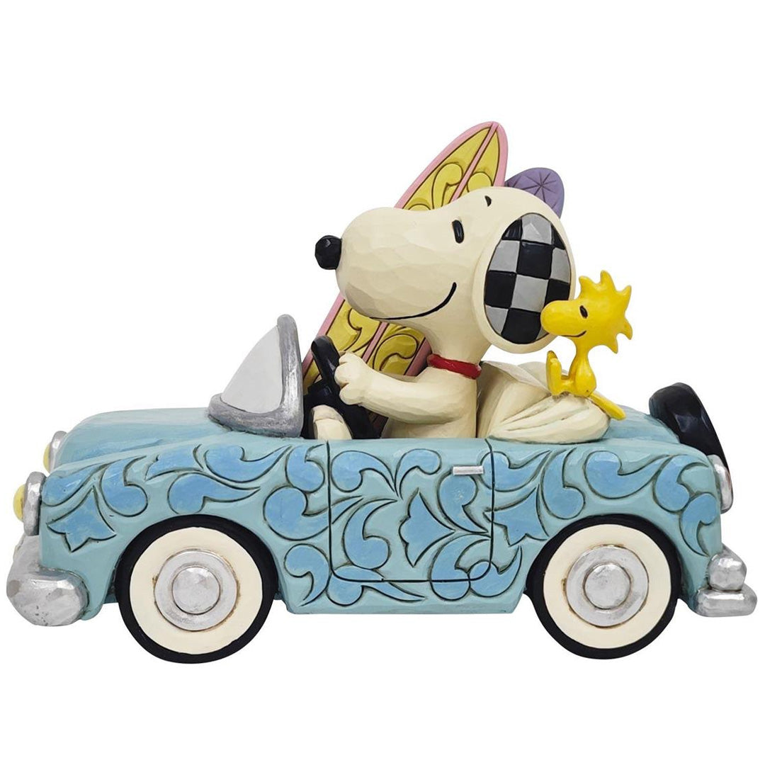 Jim Shore Snoopy and Woodstock in Car Surfboard side