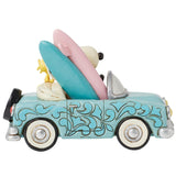 Jim Shore Snoopy and Woodstock in Car Surfboard front right side