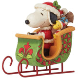 Jim Shore Snoopy and Woodstock in Sleigh  side