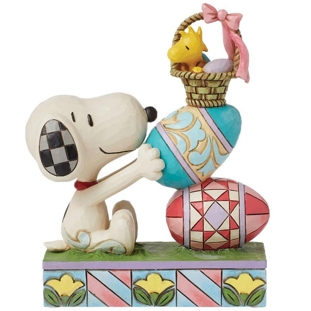 Jim Shore Snoopy and Woodstock stacked Egg front