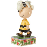 Jim Shore Snoopy on Charlie Browns Head left