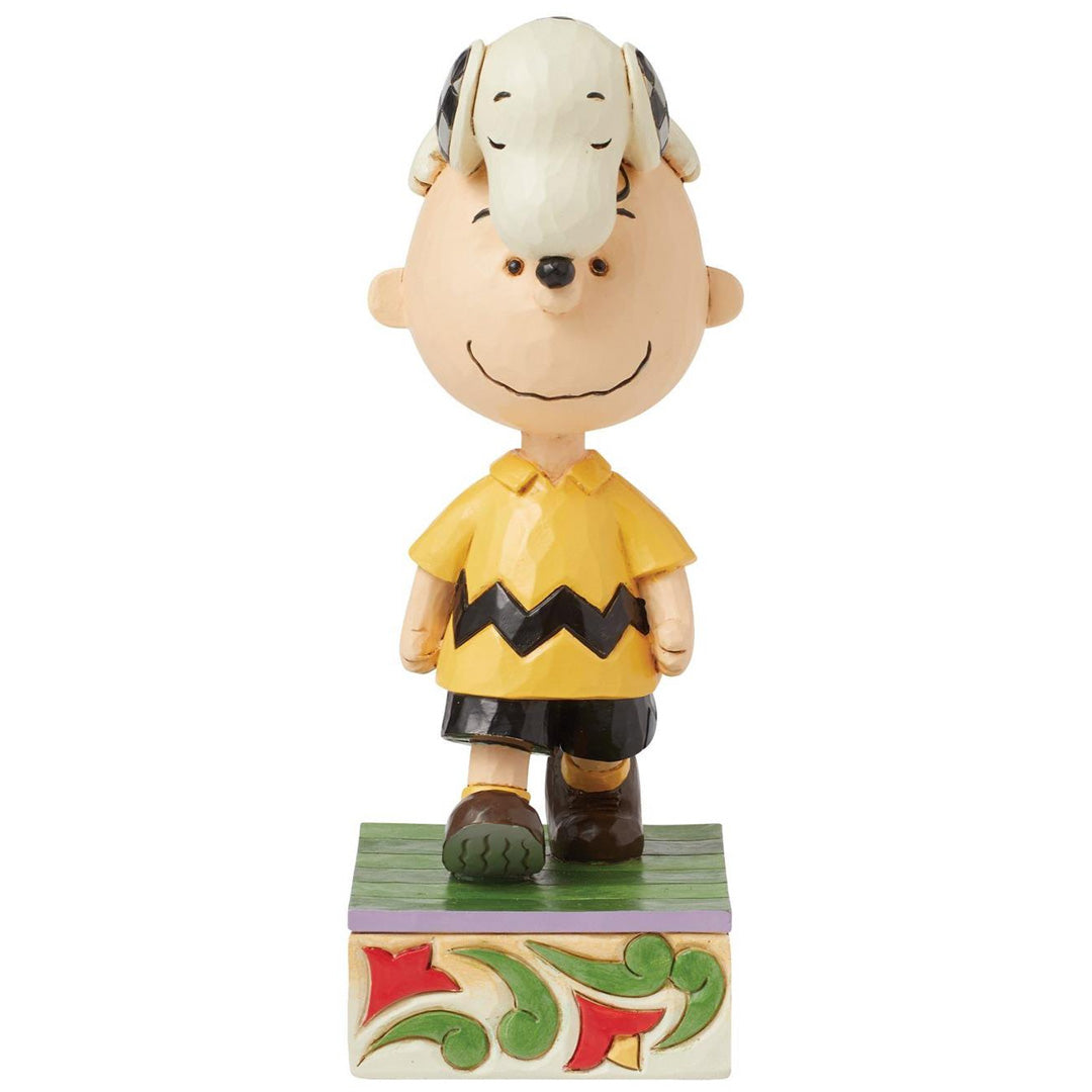 Jim Shore Snoopy on Charlie Browns Head front