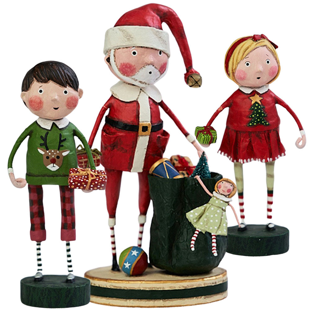 Gift Exchange Boy & Girl Set of 2 2024 Christmas Figurines by Lori Mitchell