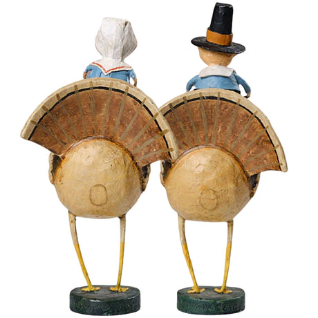 Tom & Goodie On Gobblers Fall Figurine by Lori Mitchell back