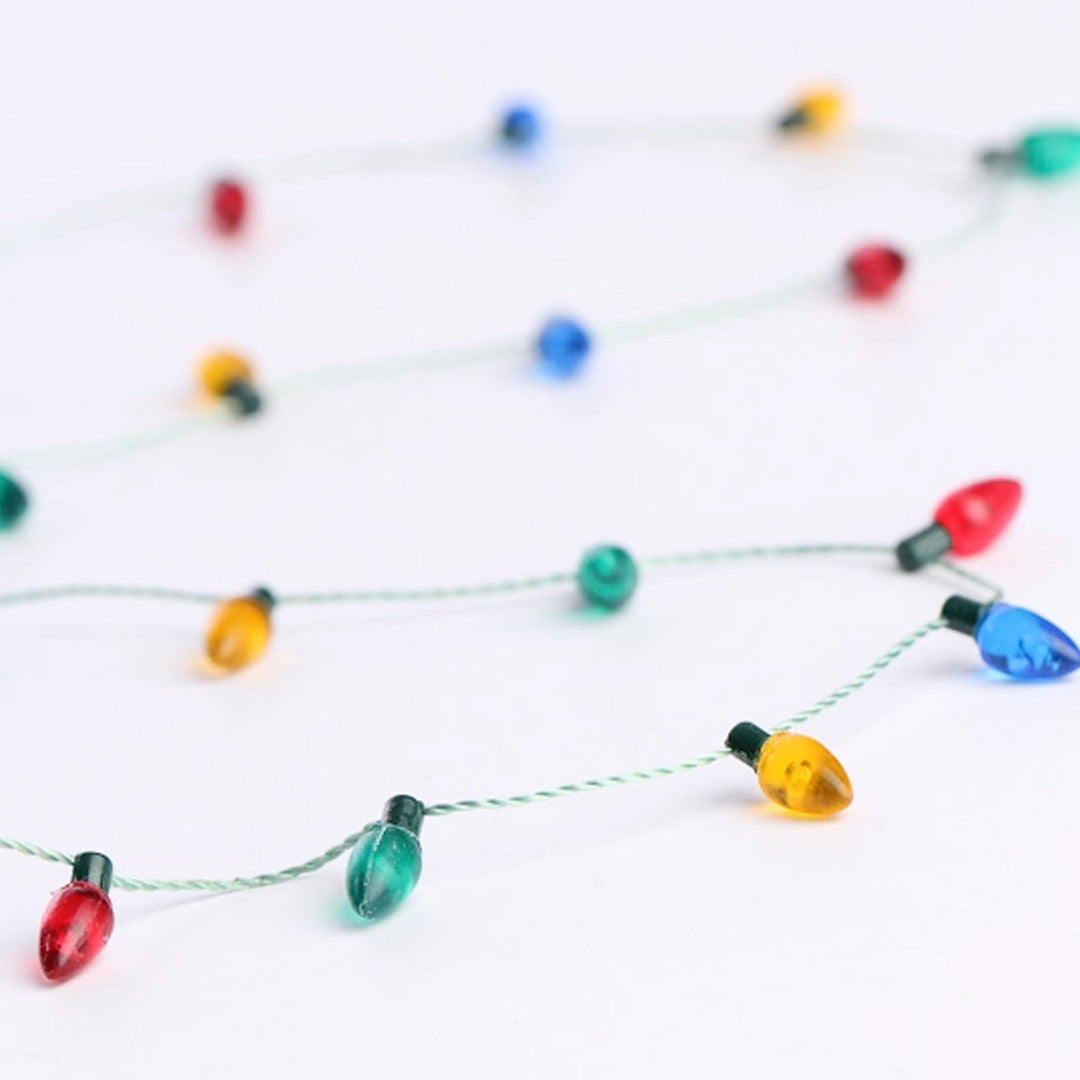 Miniature Christmas Light Bulb Garland close up