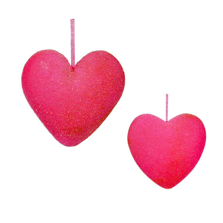 One Hundred 80 Degrees Flocked Heart Pink - Set of 2