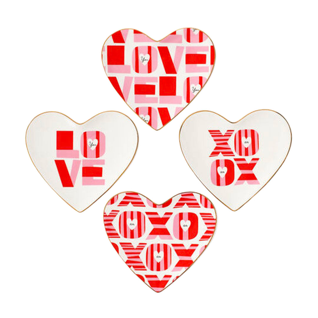 One Hundred 80 Degrees XO Heart Plate - Set of 4