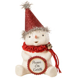 Peace on Earth Snowman Christmas Figurine by Michelle Allen 6.75" front